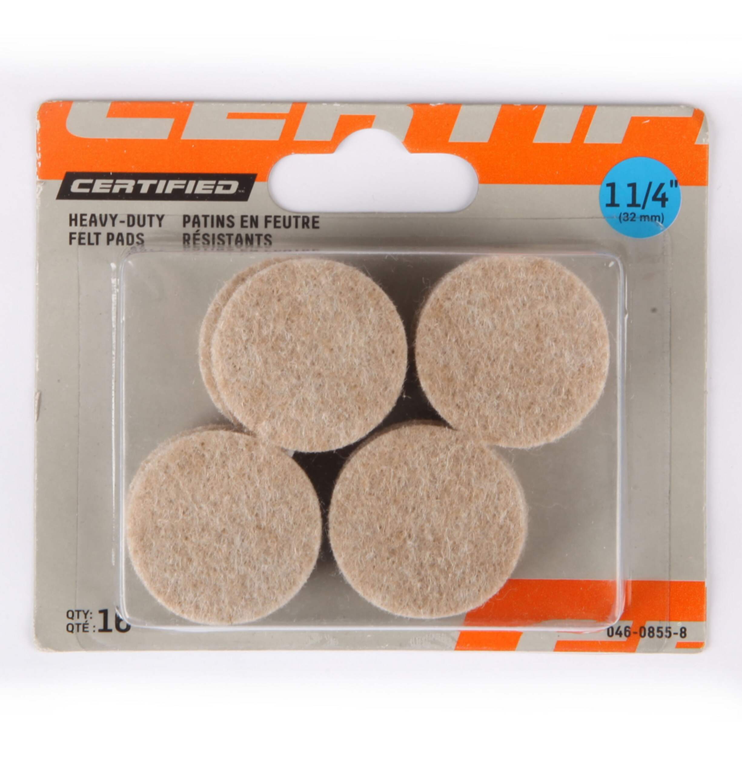 Likewise Round Felt Pads, Surface Protection, 1-1/4-in, Beige, 16-pc Front_Flat
