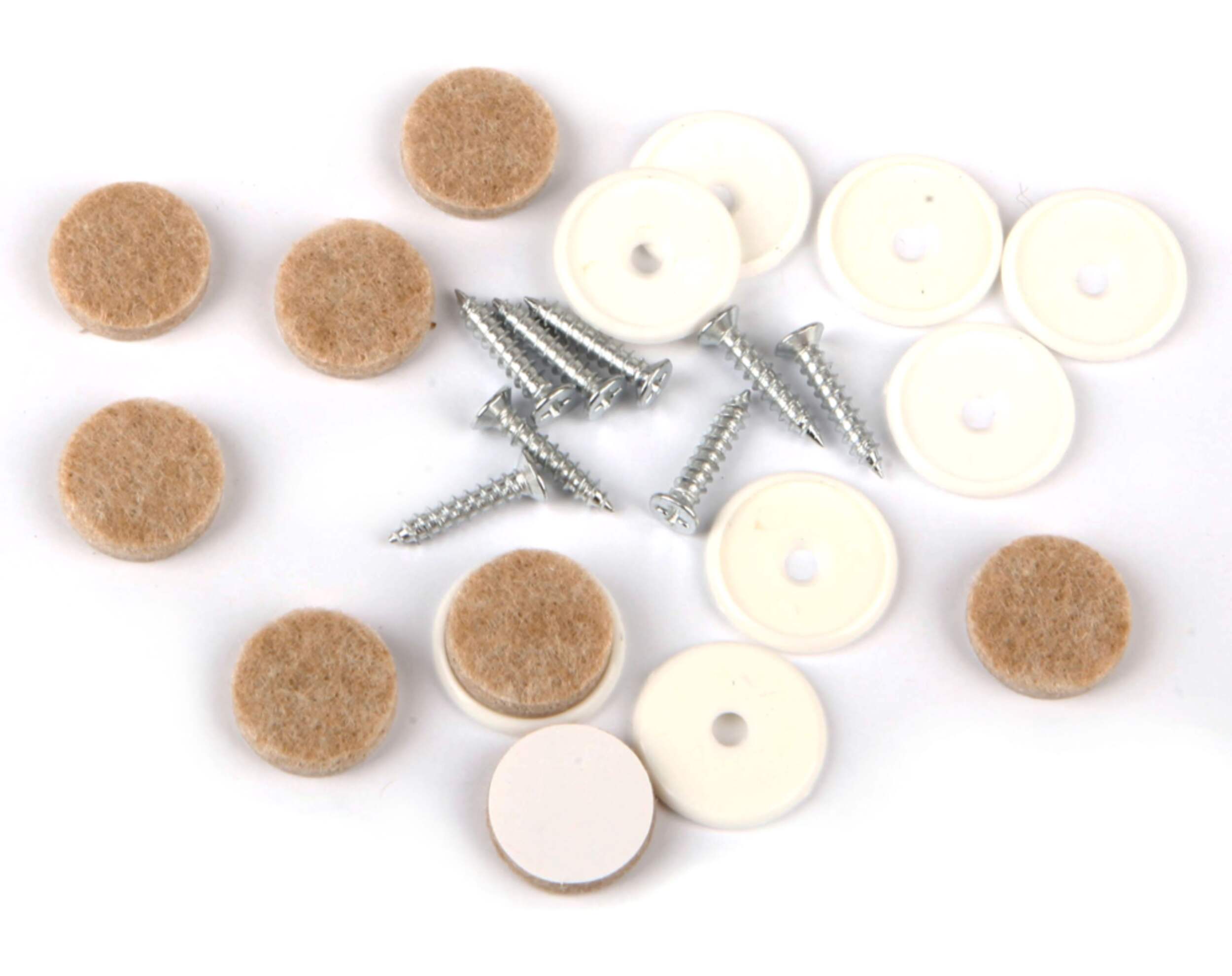 Screw-On Heavy Duty Felt Pads, Screw-On Nylon Discs, 3/4-in, Beige, 8-pc Composite_or_Mixed
