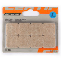 Likewise Square Heavy Duty Felt Pads, Self-Adhesive, Surface Protection, 1-in, Beige, 16-pc Front_Flat