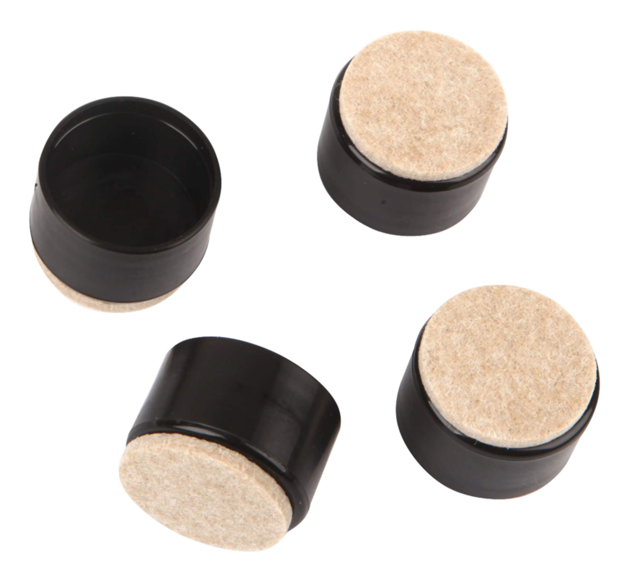 Certified Plastic Leg Tips With Felt, For Vinyl/Ceramic/Hardwood