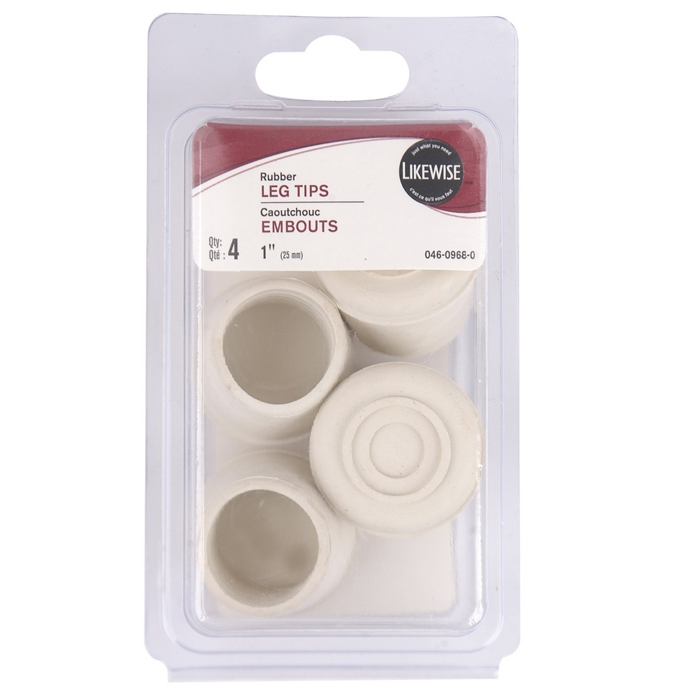 Certified Rubber Leg Tips, NonSkid Rubber Tips, White, 4pc Canadian
