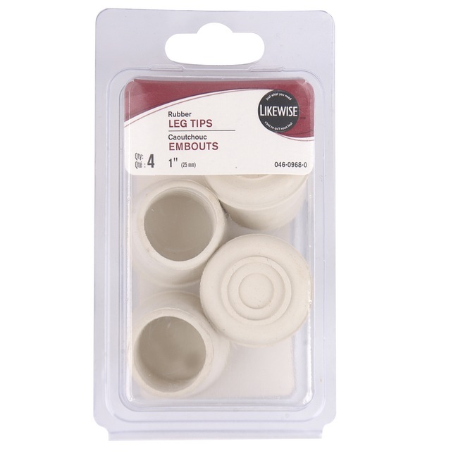 Certified Rubber Leg Tips, NonSkid Rubber Tips, White, 4pc Canadian