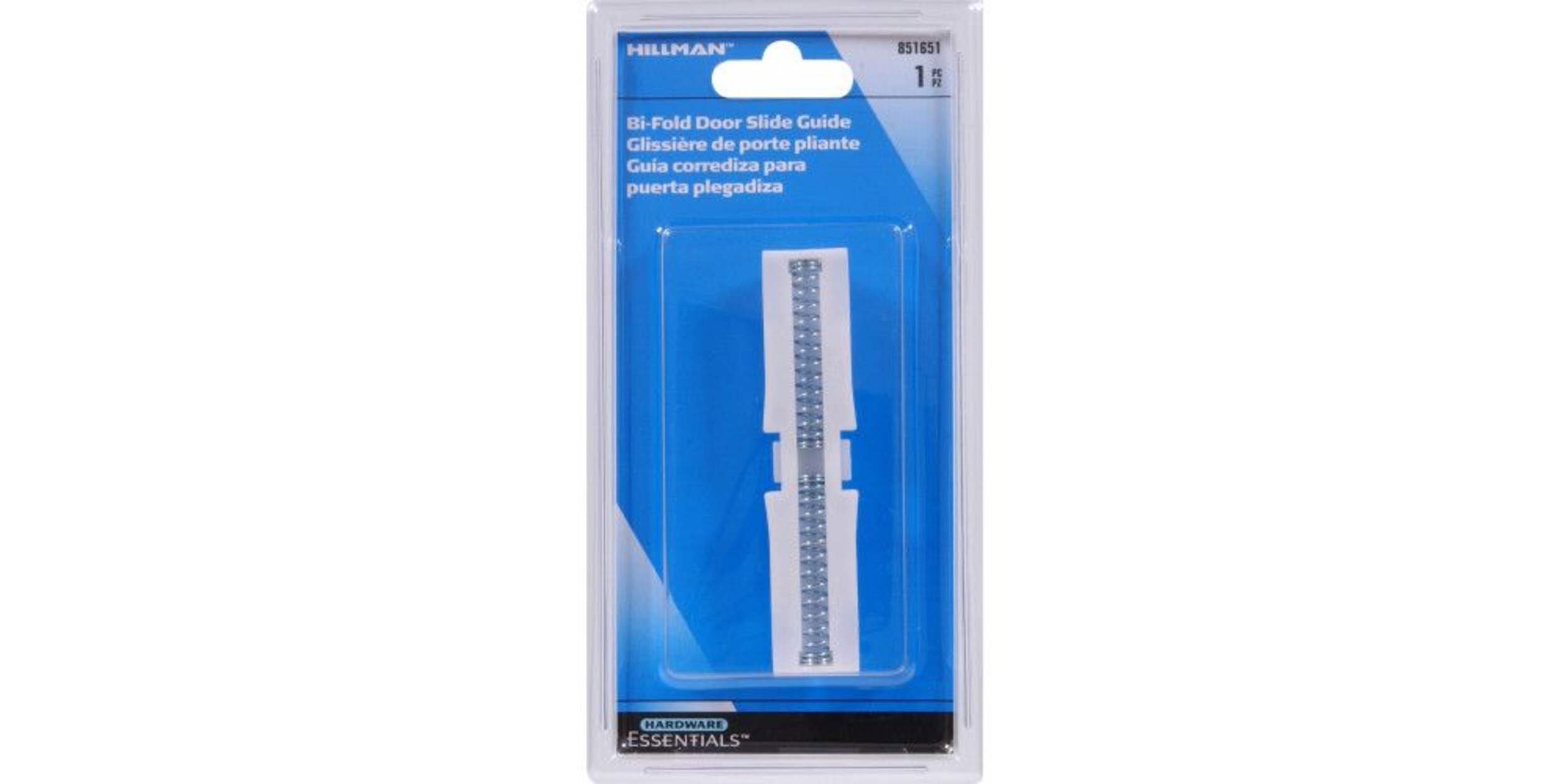 Hillman Bi-Fold Door Slide Guide, Spring Tension, Self-Closing, For Heavy Duty Plastic, White Front_Flat