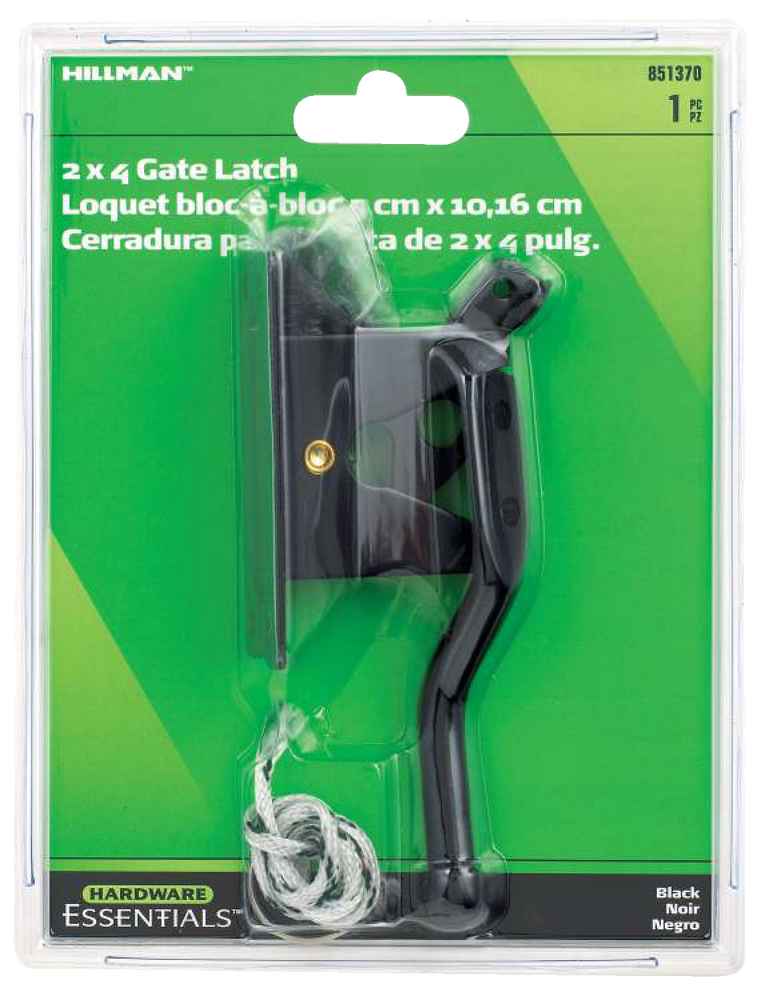 Hillman Automatic Gate Latch, For Out Swing Gates, Black, 2 x 4in