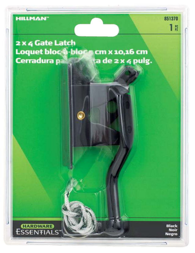 Hillman Automatic Gate Latch, For Out Swing Gates, Black, 2 x 4in