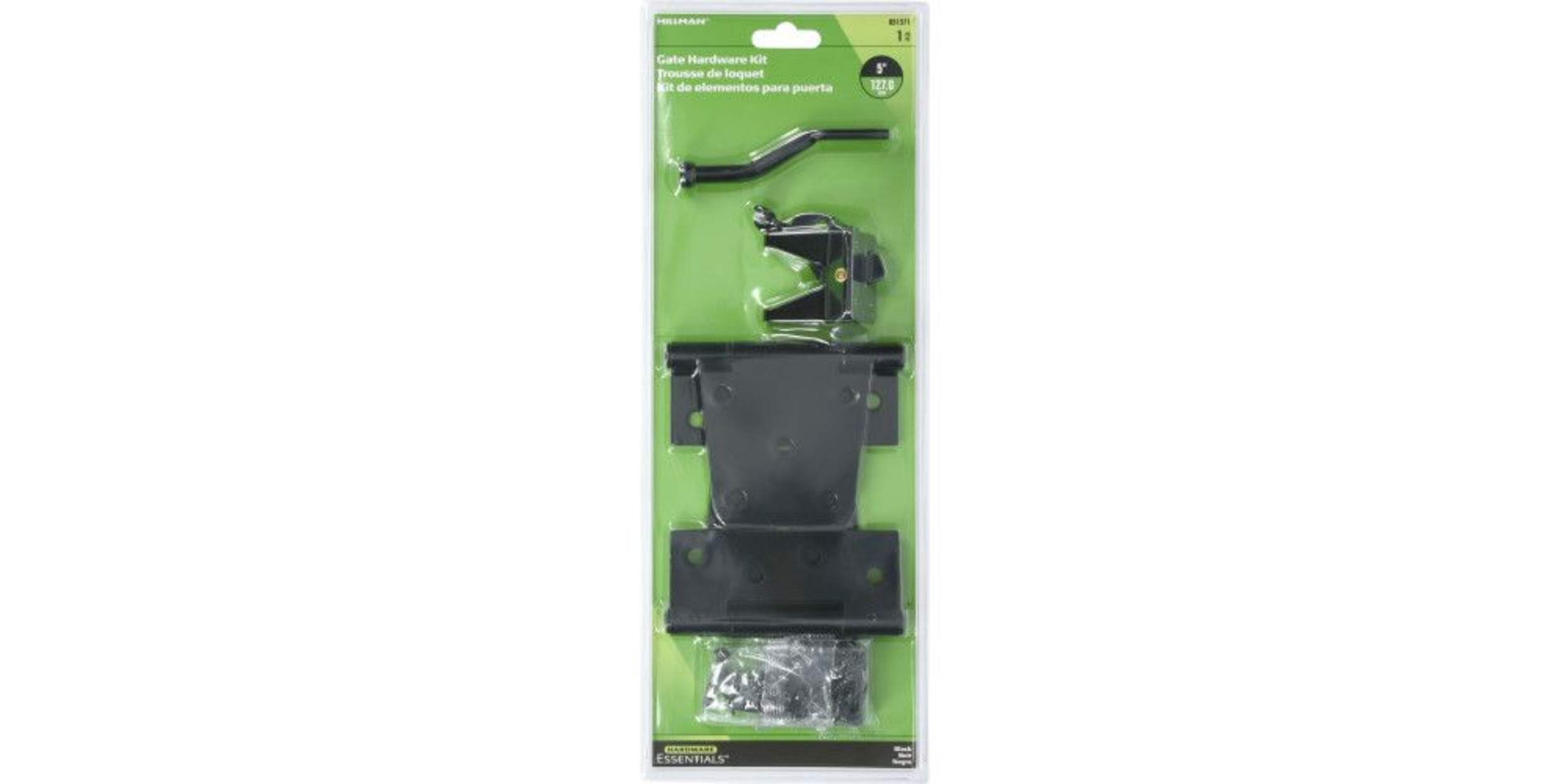 Hillman Decorative Gate Hardware Kit, T-Hinge and Gate Latch Included, Black, 5-in Front_Flat