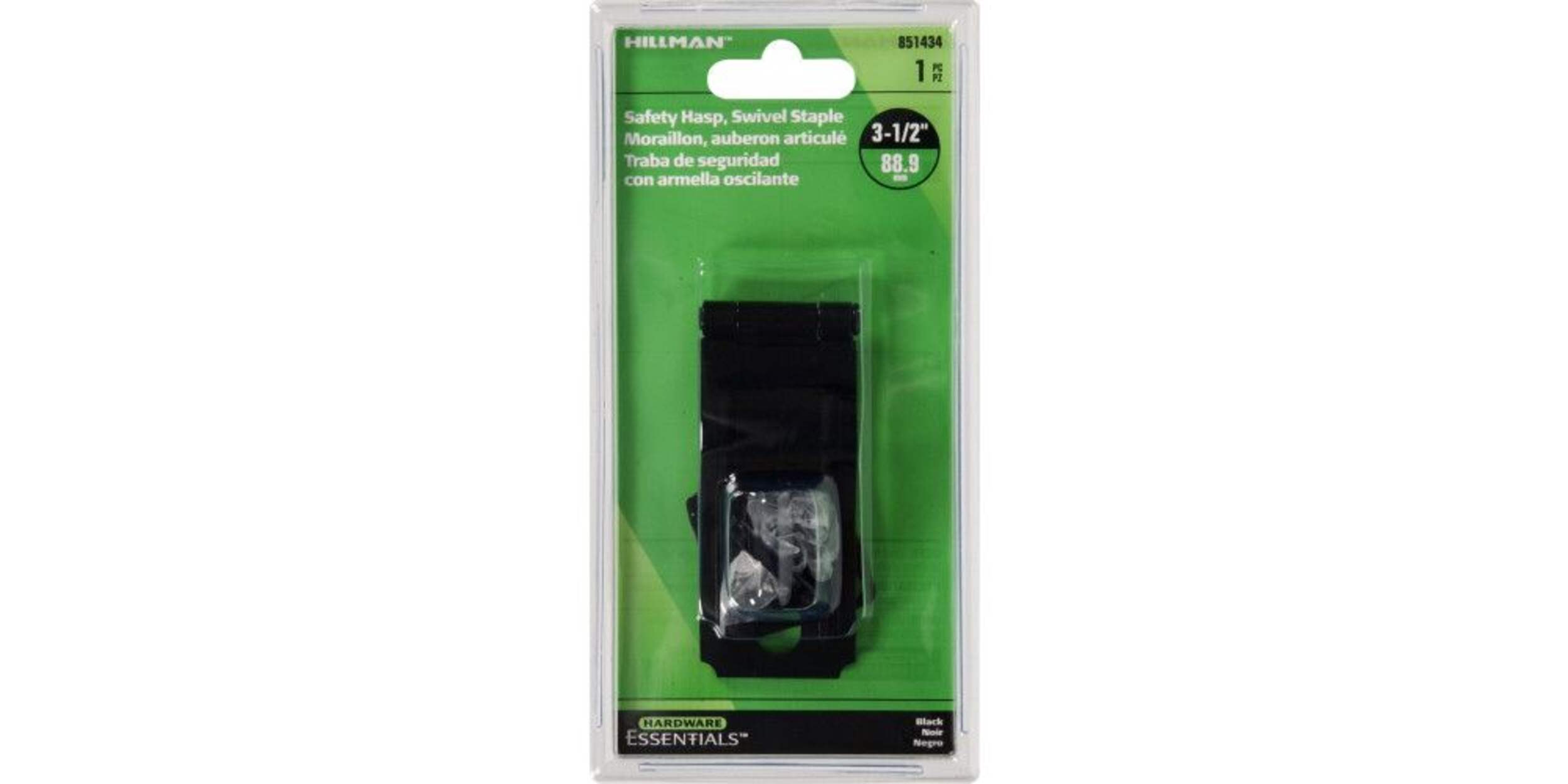 Hillman Swivel Staple Safety Hasp, Black, 3-1/2-in Front_Flat