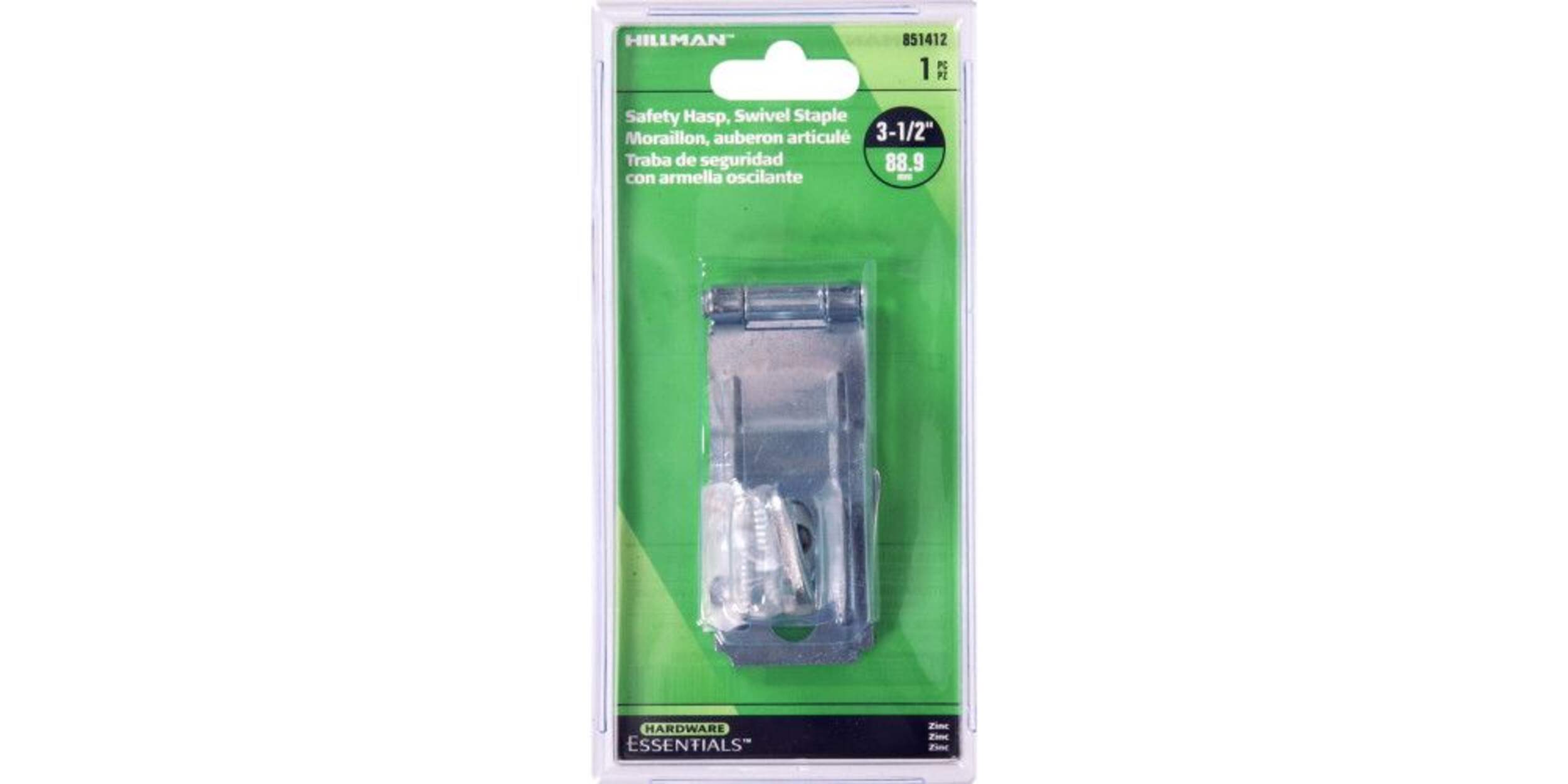 Hillman Swivel Staple Safety Hasp, Zinc-Plated, 3-1/2-in Front_Flat