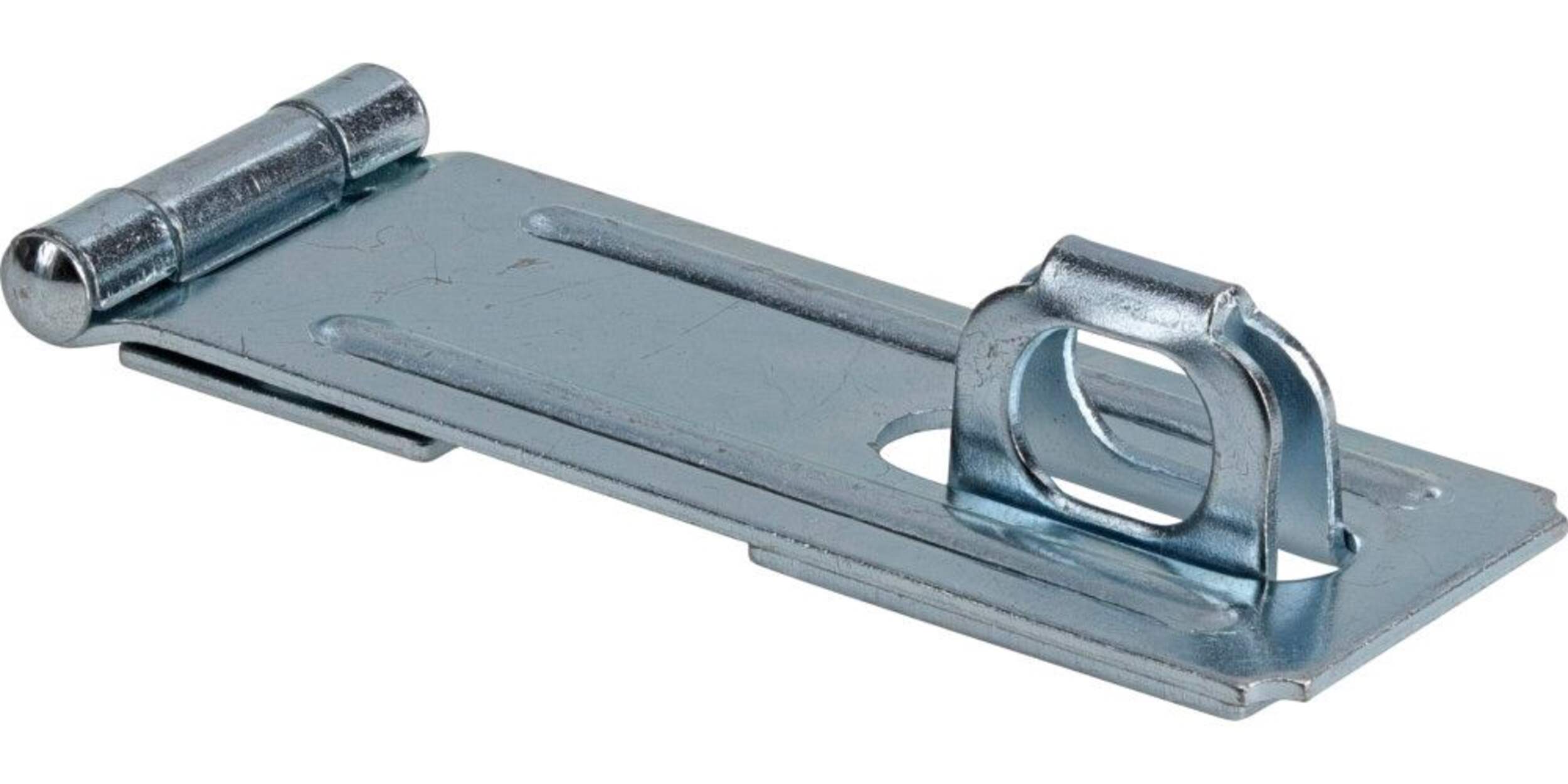 Hillman Fixed Staple Safety Hasps, Zinc-Plated, 4-1/2-in Front_Three_Fourths_Angled_Right