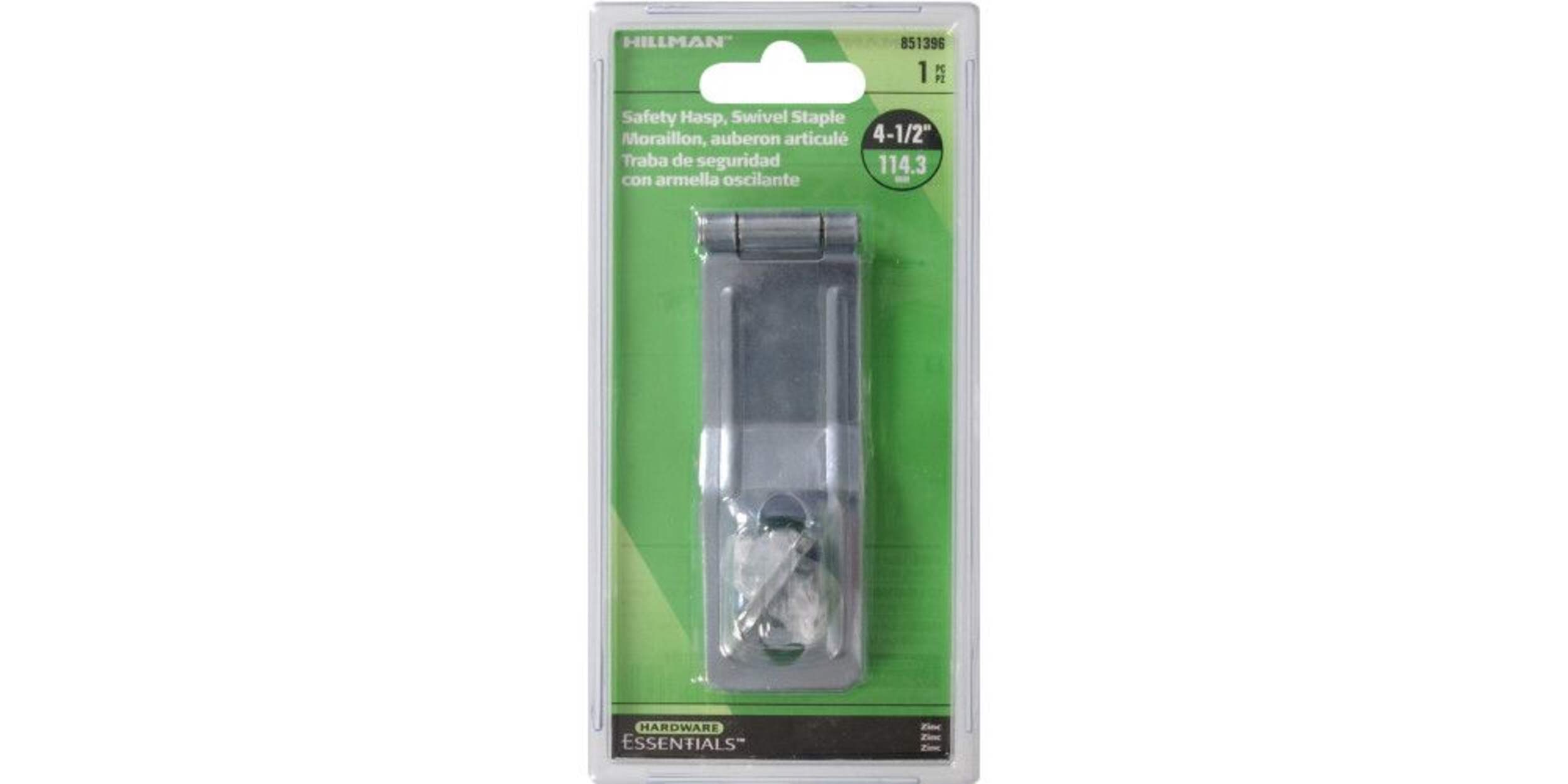 Hillman Swivel Staple Safety Hasps, Fixed Position, Zinc-Plated, 1-1/2-in Front_Flat