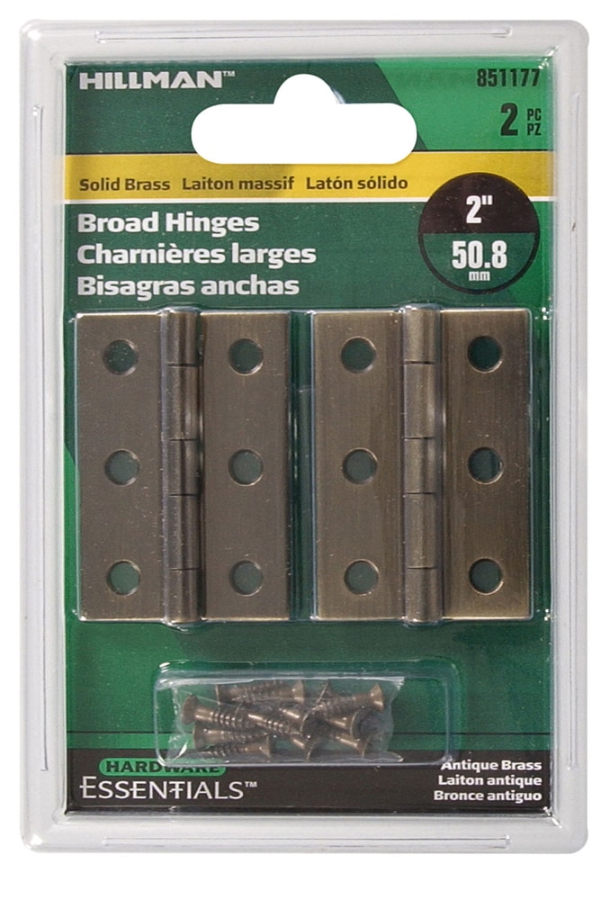 Hillman 851177 Broad Surface Mount Cupboard Hinge, Antique BrassFinish