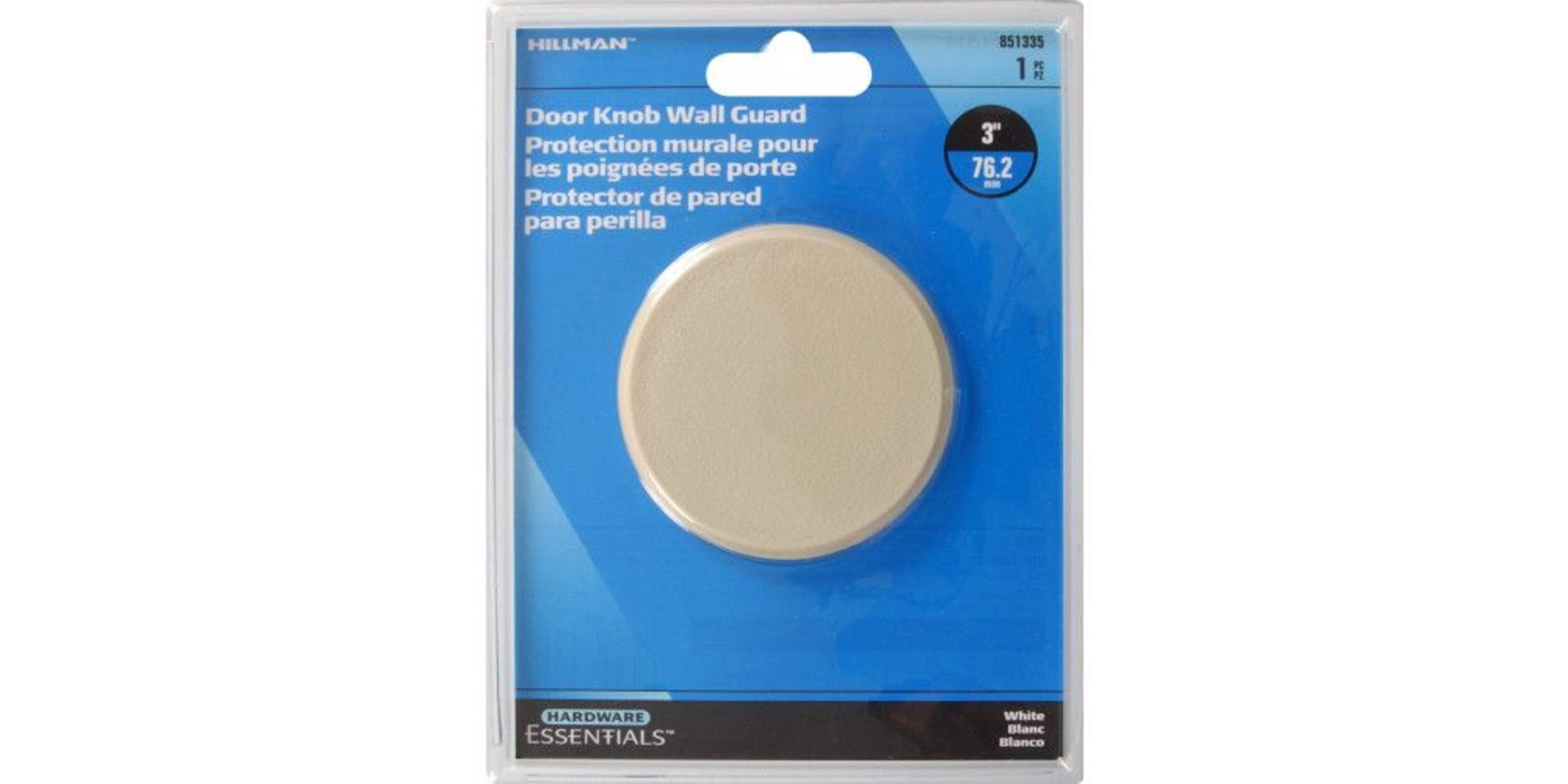 Hillman 851335 Door Knob Self Adhesive WAll Guard, White, 3in