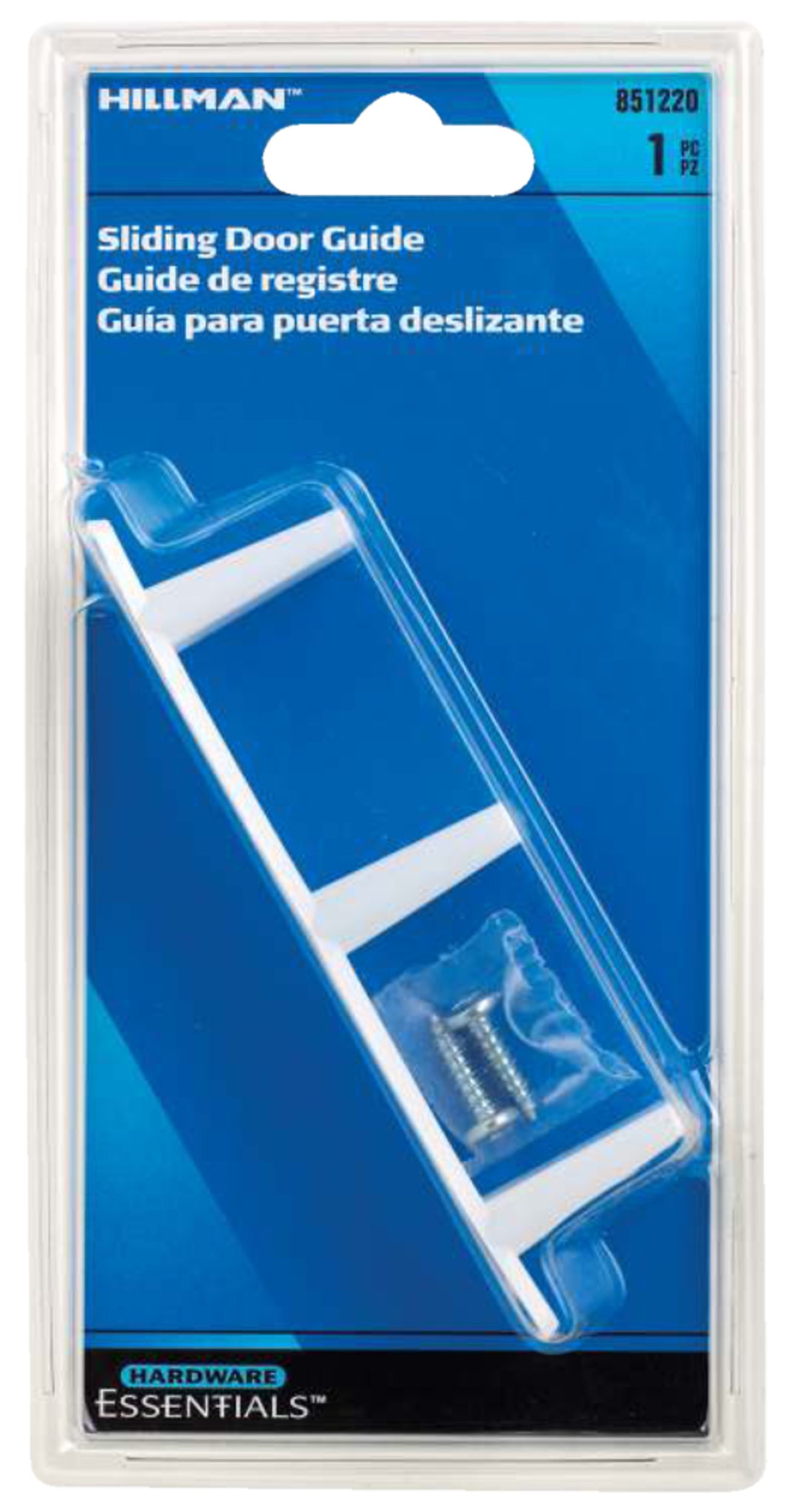 Hillman Slide Guide, For By-Pass Doors, Interior Use, White Finish Front_Flat