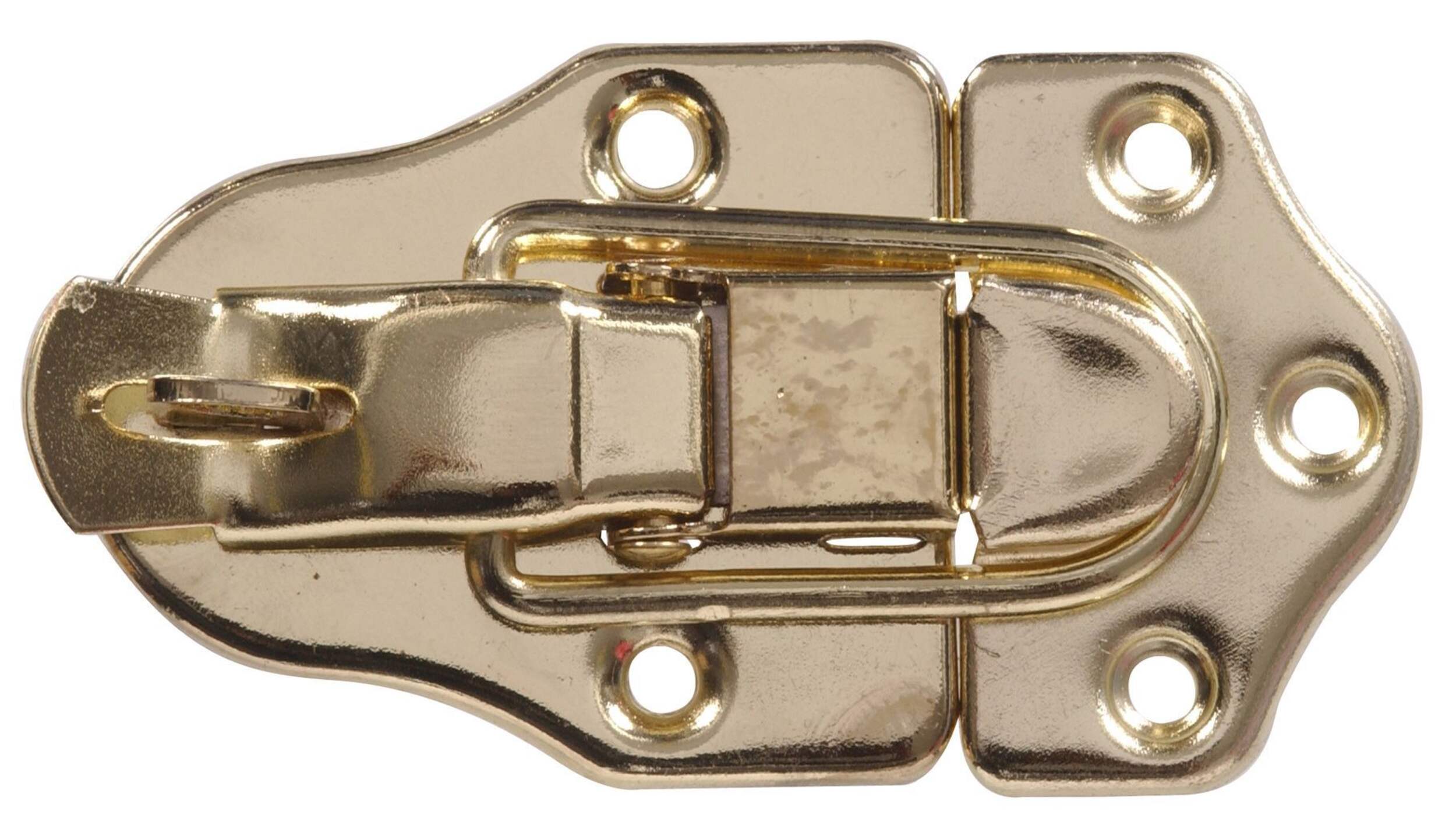 Hillman Drawer Catch with Padlock, Surface Mount, Brass plated Front_Flat