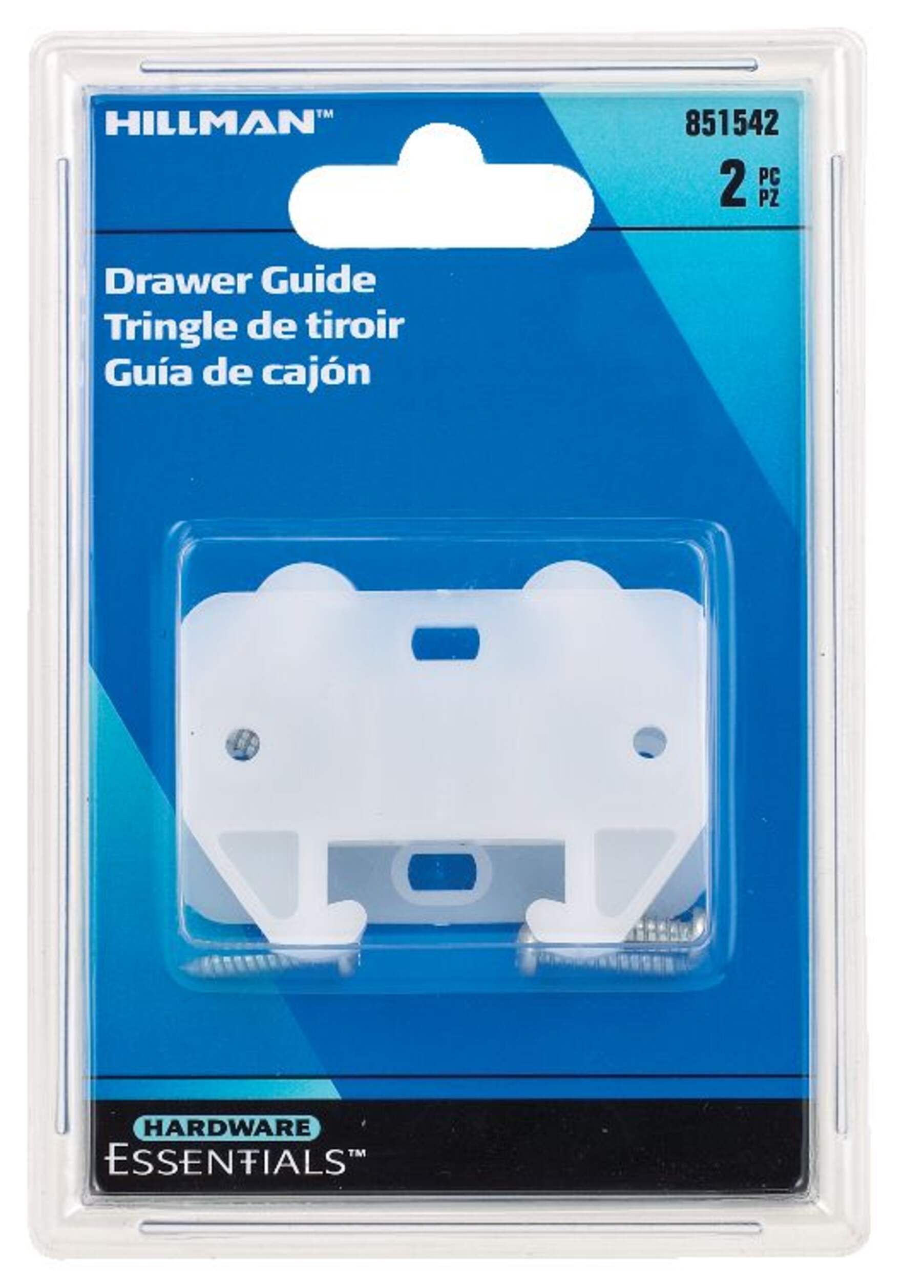 Hillman Plastic Drawer Glide, Interior Use, White, 2-pc Front_Flat