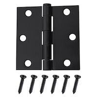 Hillman Residential Square Full Mortise Door Hinge, Screws Included, Black, 3-1/2-in Front_Flat