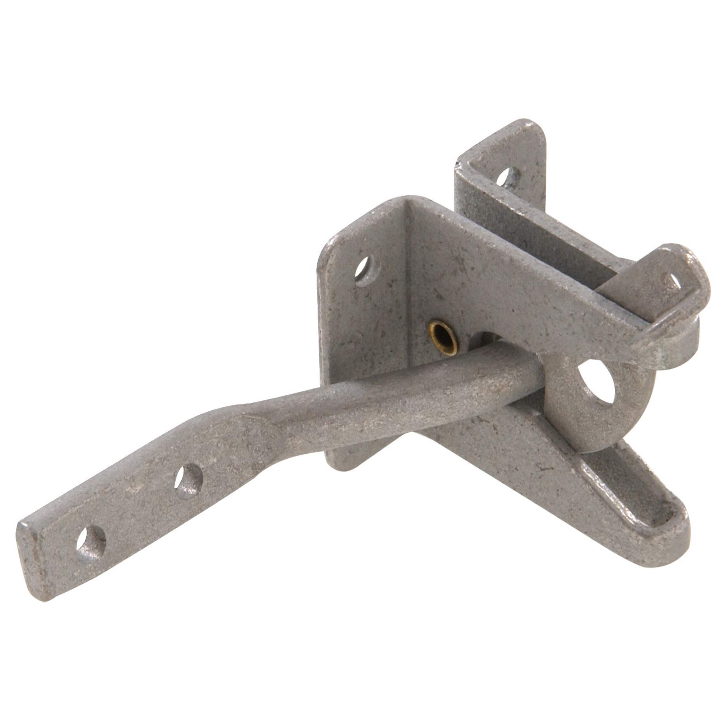 Hillman Automatic Gate Latch, For Out-Swinging Doors, Galvanized Front_Three_Fourths_Angled_Left