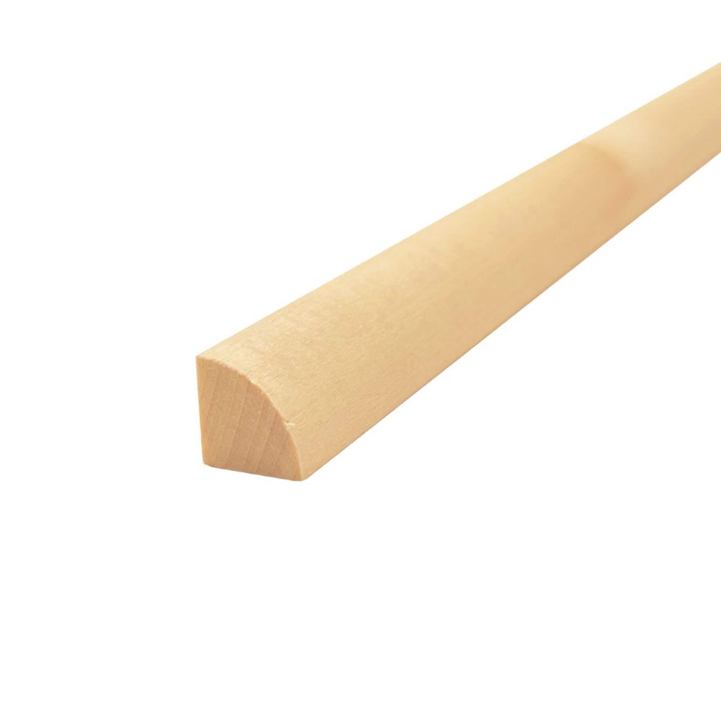 Bois blanc en quart de rond à peindre non fini Alexandria Moulding 3/8 po x 3/8 po x 4 pi CloseUp