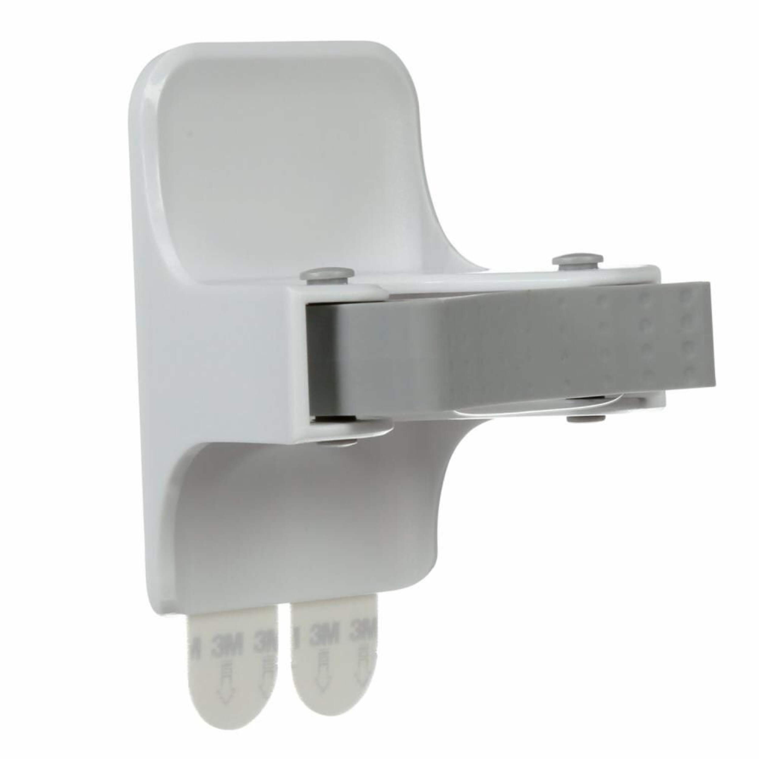 Command Wall-Mounted Mop & Broom Gripper with Adhesive Strips, White, 4-lbs, 1 Strip per Pack Front_Three_Fourths_Angled_Right