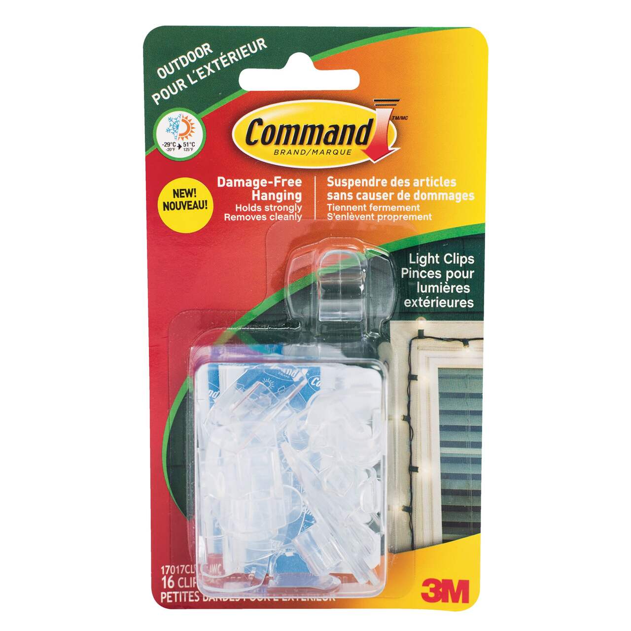 Command Clear Small Light Clips, For Outdoor, All Weather Strips Included