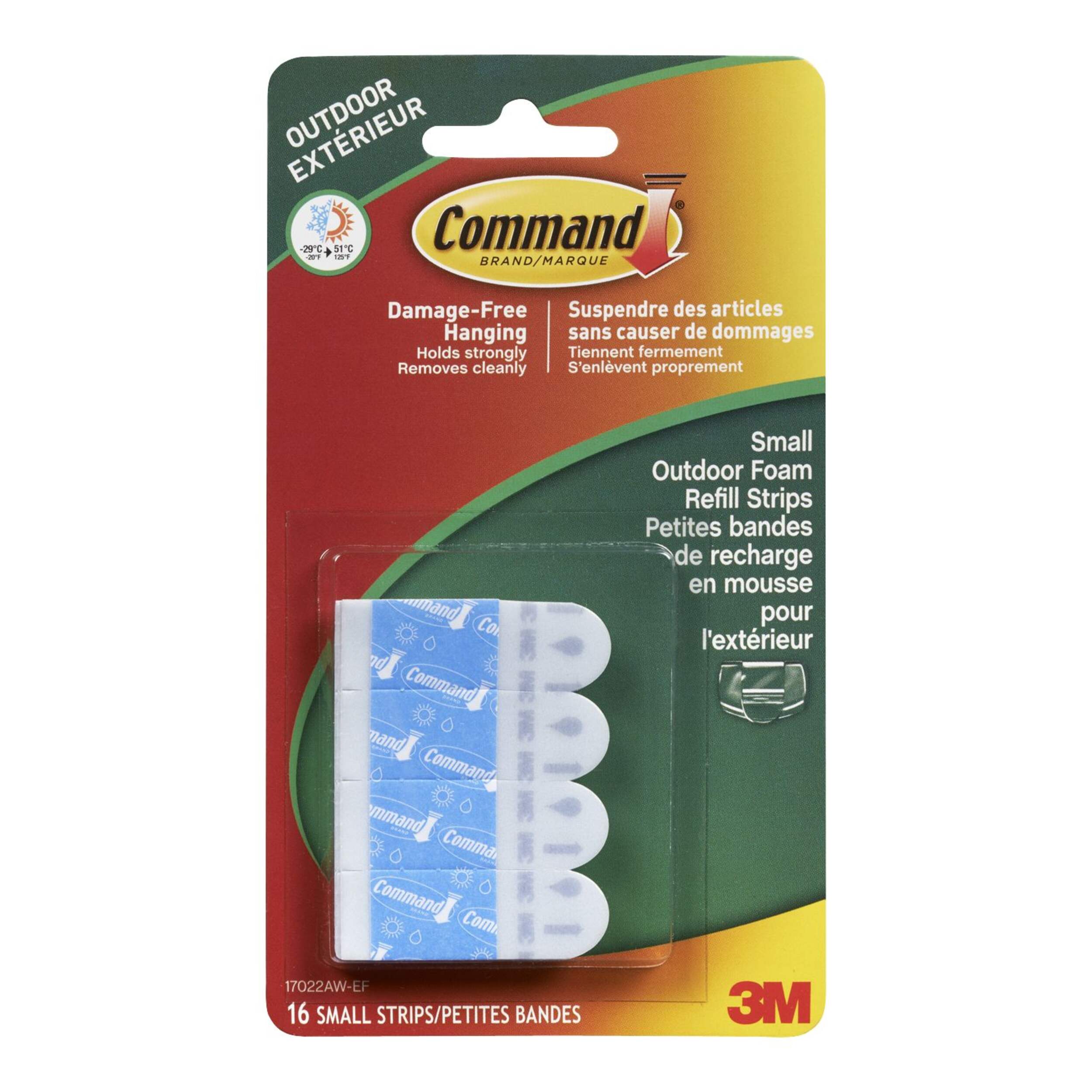 Command Outdoor Small Foam Adhesive Strip Refills, 16 Strips per Pack Front_Flat