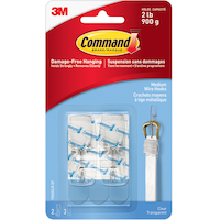 Command Medium Wire Toggle Hooks with Adhesive Strips, Clear, 2-lbs, 2 Strips per Pack Front_Flat