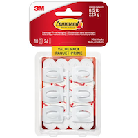 Mini crochets Command, avec bandes adhésives, transparent, paquet économique, 0,5 lb, paq. 18