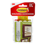 Command Large Adhesive Picture Hanging Strips Value Pack, White, 16-lbs, 12 Strips per Pack Front_Flat