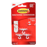 Command Ceiling Hanging Hooks with Adhesive Strips, White, 0.5-lbs, 3 Strips per Pack Front_Flat
