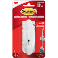 Command Large Wire Hook with Adhesive Strips, White, 5-lbs, 1 Strip per Pack