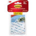 Command Medium Hooks Value Pack with Adhesive Strips, Clear, 2-lbs, 6  Strips per Pack