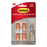 Command Small Metallic Hooks with Adhesive Strips, Copper, 0.5-lbs, 4-pk Front_Flat