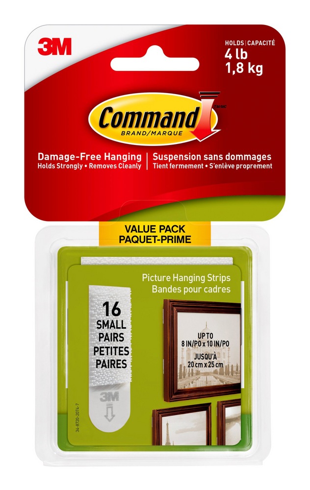 Bandes adhésives pour tableaux Command, petit, paquet économique, blanc