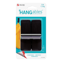Velcro HANGables Removable Medium Adhesive Hooks, Black, 3-lbs, 2-pk Front_Flat