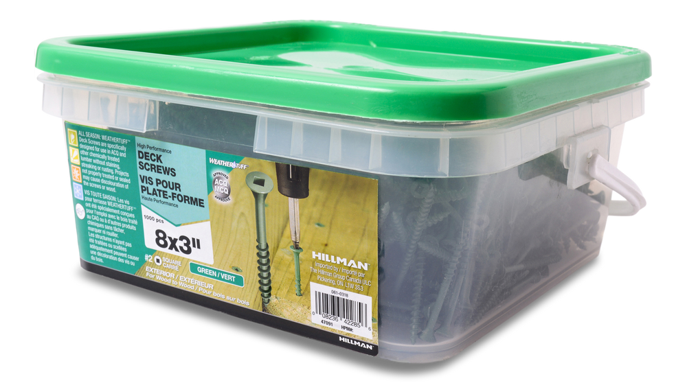 Hillman Square Drive Deck Screw, Green, 8 x 3in, 1000pk Canadian Tire