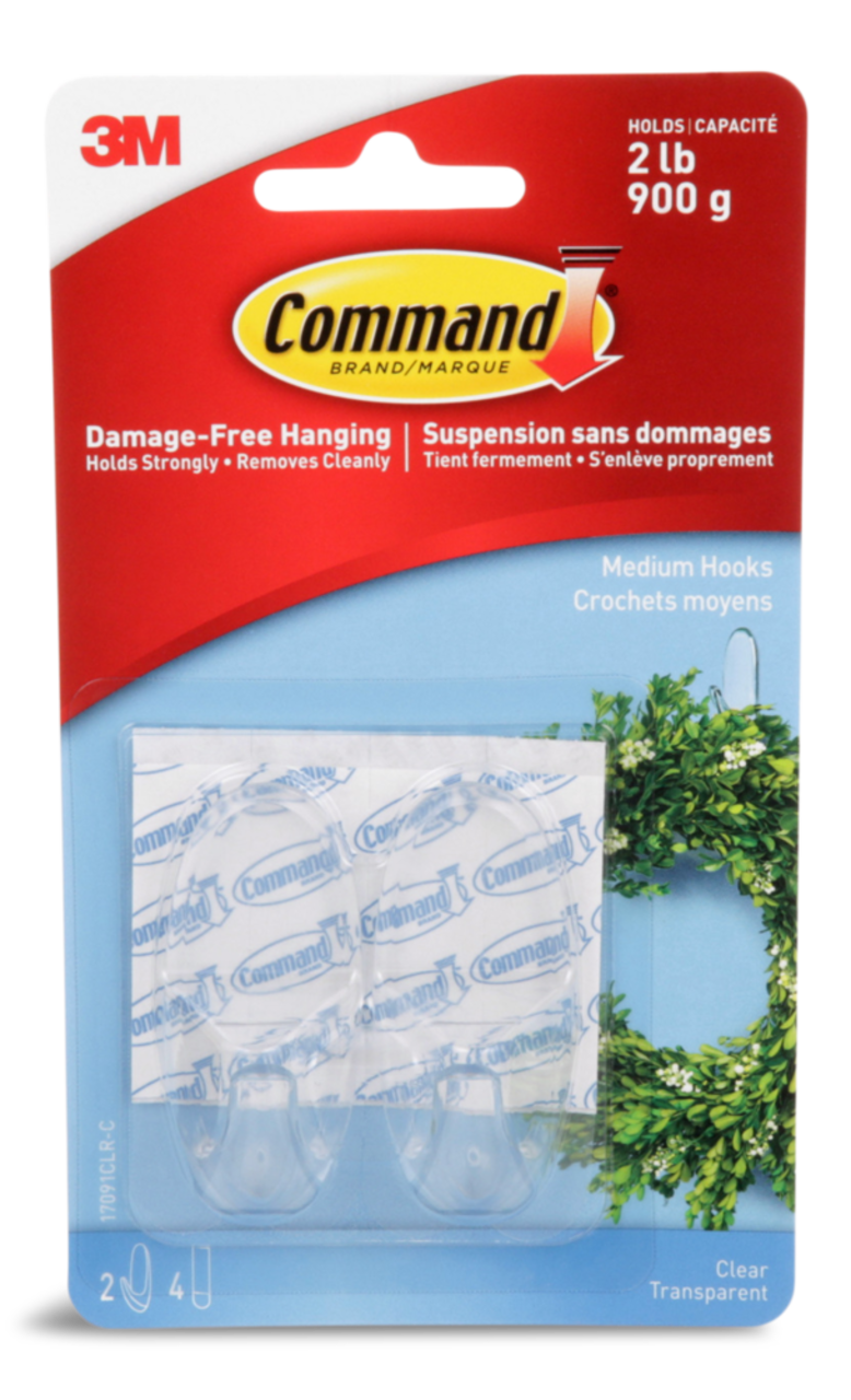Command Medium Clear Hooks and Strips, Damage Free, 2-lb Capacity