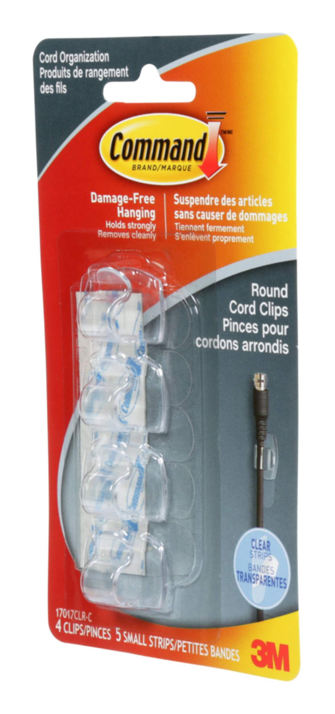 Command Cord Clips, For Electronic Cord, Damage Free Front_Angled_Left