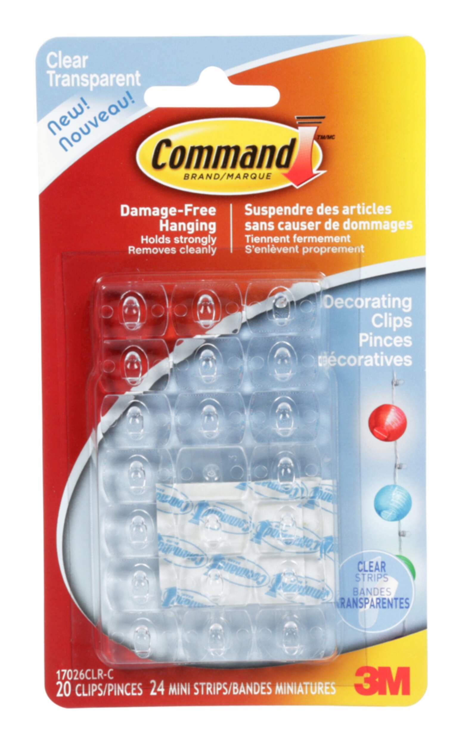 Command Clear Décor Clips and Strips, Damage Free Hanging Front_Flat