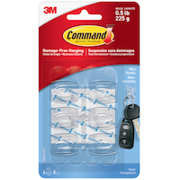 Command Mini Clear Hooks and Strips Work, Damage Free Hanging, 0.5-lb Capacity Front_Flat