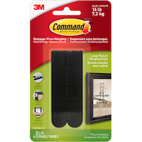 Command Large Adhesive Picture Hanging Strips, Black, 16-lbs, 4 Strips per Pack Front_Flat