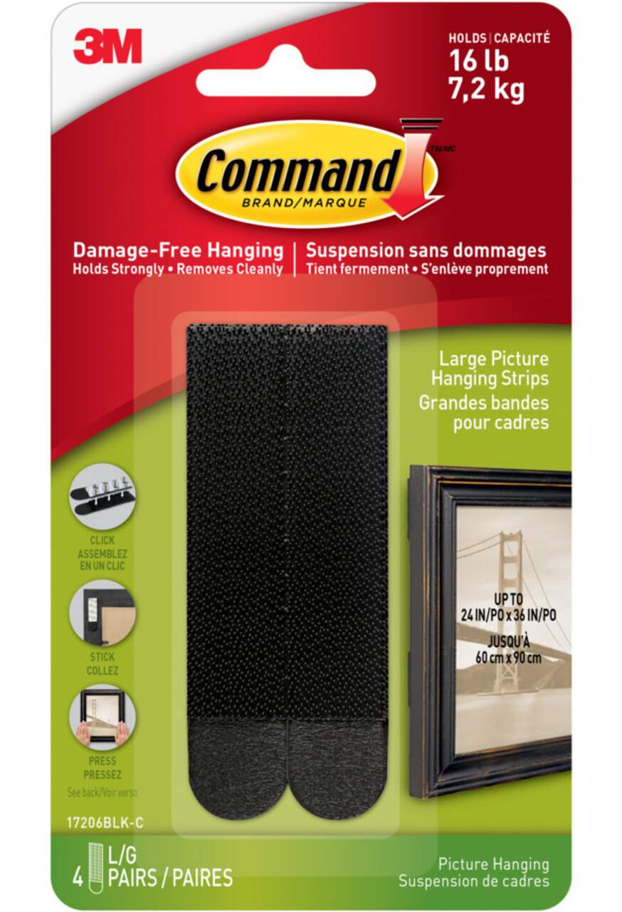 Command 20 Lb. Picture Hanging Strips, Black, 4 Pairs - Town