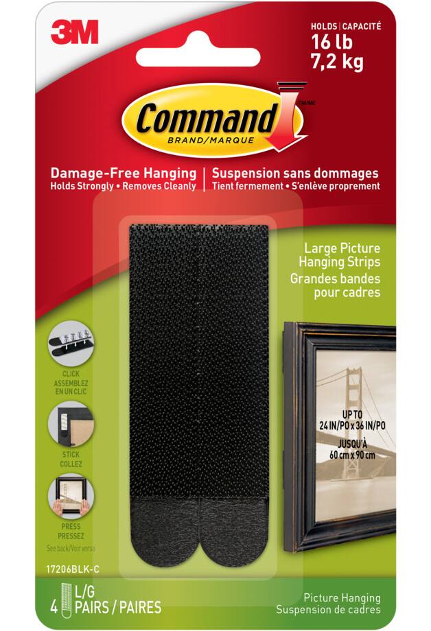 Fuera Mercurio Abreviatura Command Large Picture Hanging Strips, Black | Canadian Tire