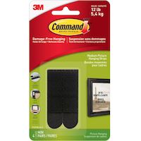 Bandes adhésives pour tableaux Command, moyen, noir, 12 lb, paquet de 4 Front_Flat