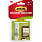 Bandes adhésives pour tableaux Command, format moyen, paquet économique, blanc, 12 lb, paq. 6 Front_Flat