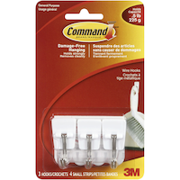Command Micro Wire Utensil Hooks with Adhesive Strips, White, 0.5-lbs, 3 Strips Per Pack Front_Flat