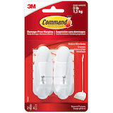 Command Medium General Purpose Wire Hooks with Adhesive Strips, White, 3-lbs, 2 Strips Per Pack Front_Flat