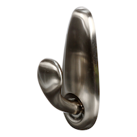 Command Large Decorative Metallic Hook with Adhesive Strips, Brushed Nickel, 5-lbs, 1 Strip per Pack Front_Three_Fourths_Angled_Left
