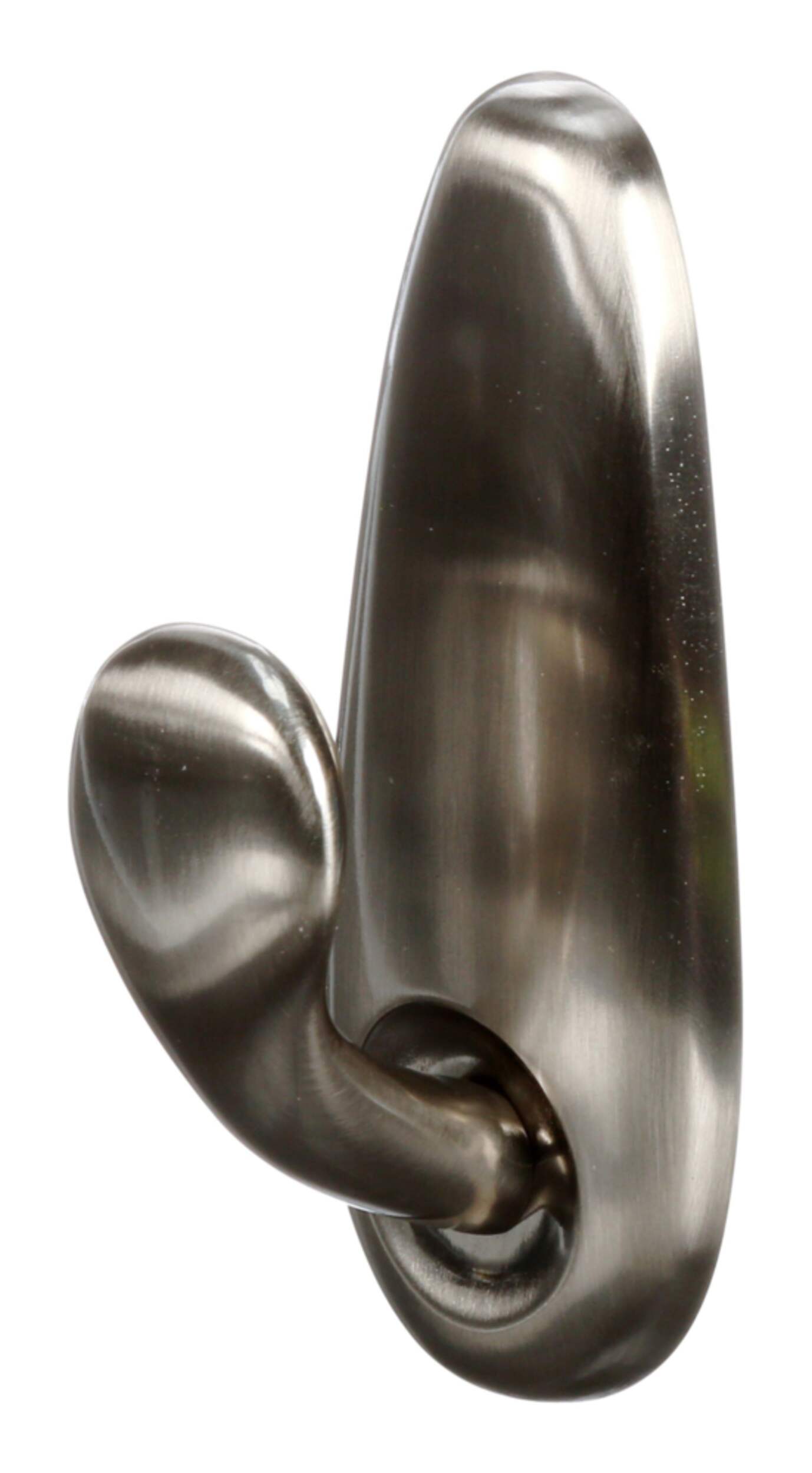Command Large Decorative Metallic Hook with Adhesive Strips, Brushed Nickel, 5-lbs, 1 Strip per Pack Front_Three_Fourths_Angled_Left
