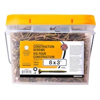 Hillman Flat Head Socket Construction Screw, Coarse Threaded, #8 x 3-in, 1500-pk Front_Flat