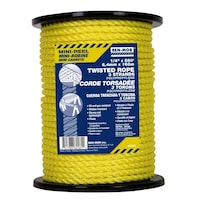 Ben-Mor Polypropylene Twisted Rope, 3 Strands, Yellow, 1/4-in x 550-ft